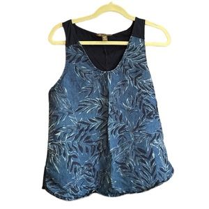 Tommy Bahama Linen & Cotton Palm Print Tank • Navy Blue • Size M